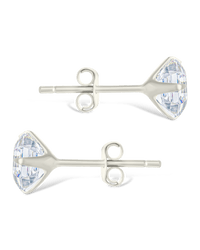 Sterling Silver Asscher Cut Prong Set Stud Earrings - Sterling Forever