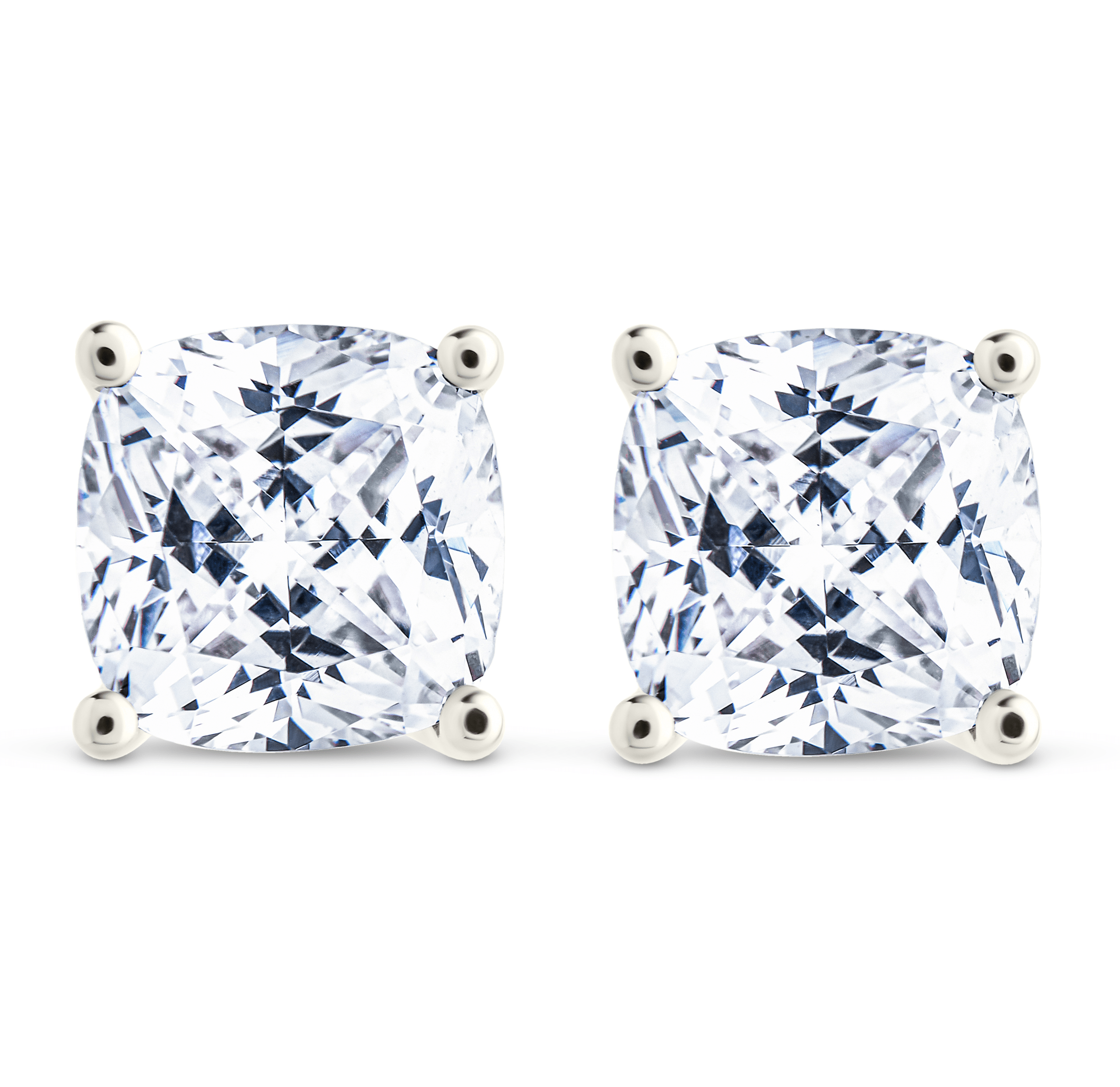 Sterling Silver Cushion Cut Prong Set Stud Earrings - Sterling Forever