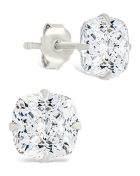 Sterling Silver Cushion Cut Prong Set Stud Earrings - Sterling Forever