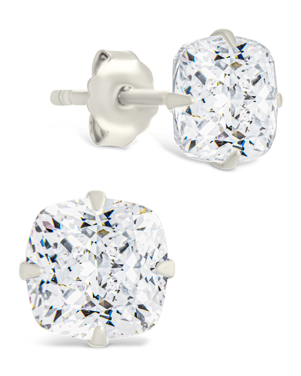 Sterling Silver Cushion Cut Prong Set Stud Earrings - Sterling Forever