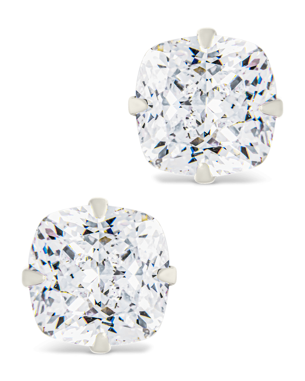 Sterling Silver Cushion Cut Prong Set Stud Earrings - Sterling Forever