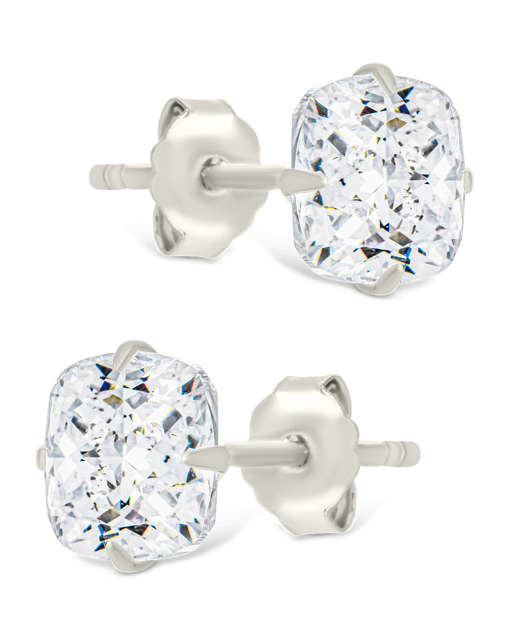 Sterling Silver Cushion Cut Prong Set Stud Earrings - Sterling Forever