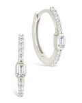 Sterling Silver Emerald Cut Bezel Set Huggie Hoop Earrings - Sterling Forever