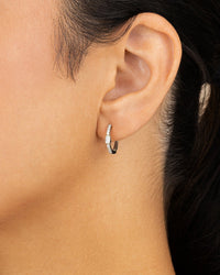 Sterling Silver Emerald Cut Bezel Set Huggie Hoop Earrings - Sterling Forever