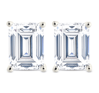 Sterling Silver Emerald Cut Prong Set Stud Earrings - Sterling Forever