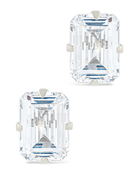 Sterling Silver Emerald Cut Prong Set Stud Earrings - Sterling Forever