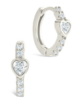 Sterling Silver Heart Cut Bezel Set Huggie Hoop Earrings - Sterling Forever