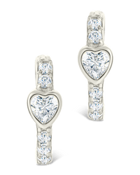 Sterling Silver Heart Cut Bezel Set Huggie Hoop Earrings - Sterling Forever
