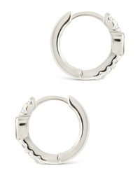 Sterling Silver Heart Cut Bezel Set Huggie Hoop Earrings - Sterling Forever
