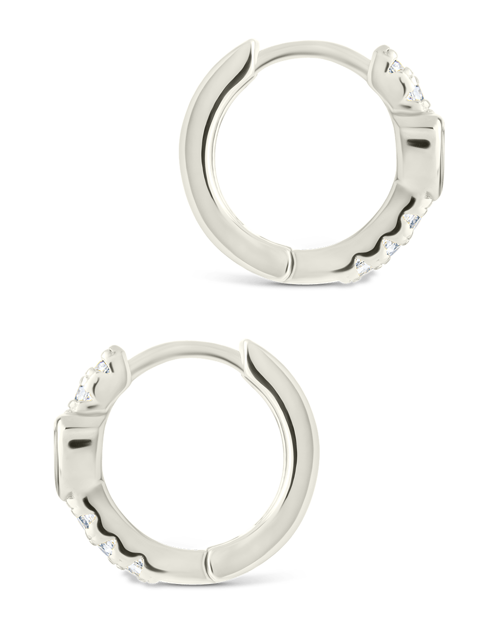 Sterling Silver Heart Cut Bezel Set Huggie Hoop Earrings - Sterling Forever