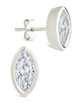Sterling Silver Marquise Cut Bezel Set Stud Earrings - Sterling Forever