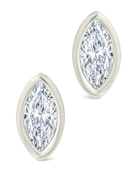 Sterling Silver Marquise Cut Bezel Set Stud Earrings - Sterling Forever