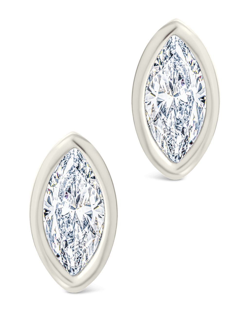 Sterling Silver Marquise Cut Bezel Set Stud Earrings - Sterling Forever