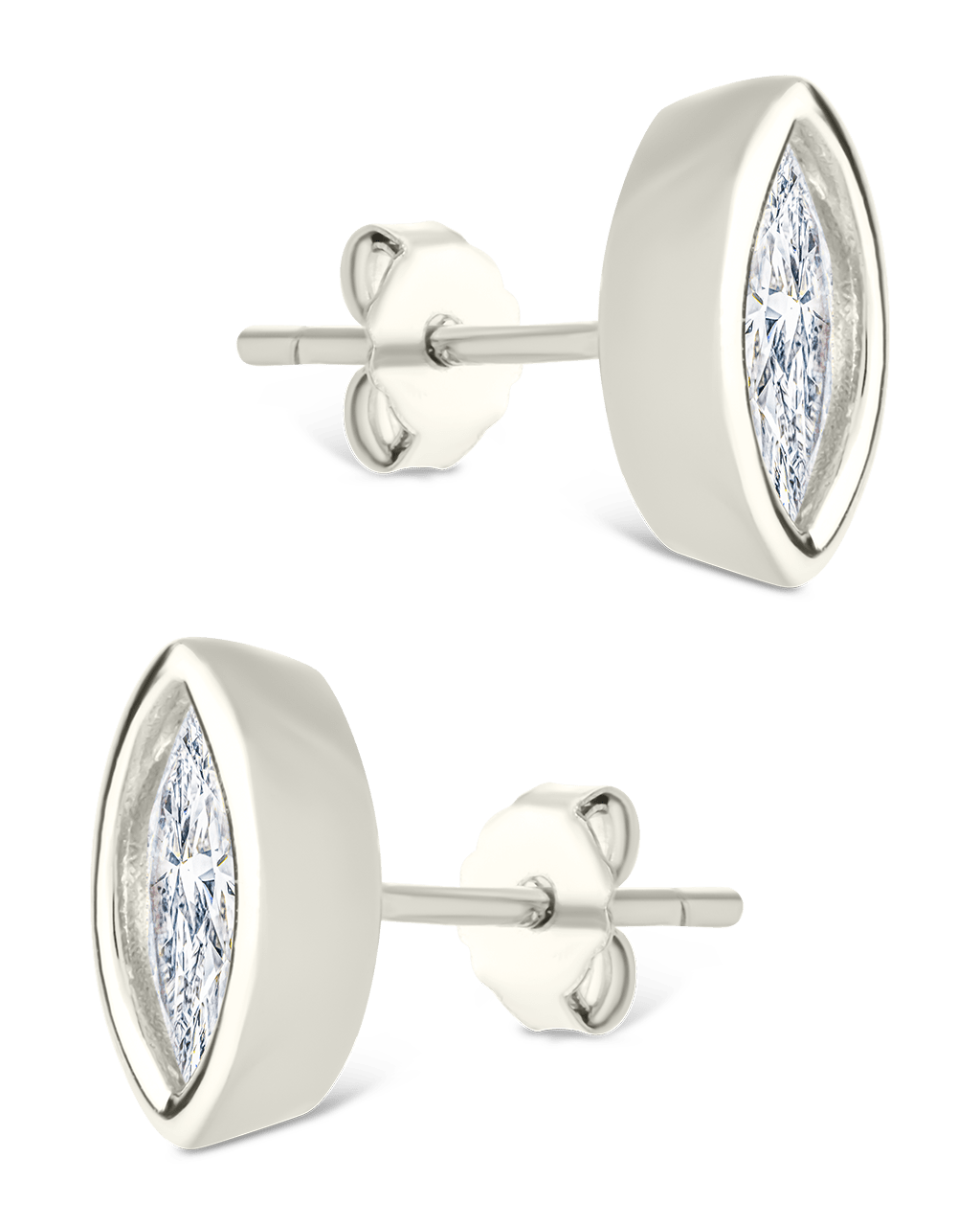 Sterling Silver Marquise Cut Bezel Set Stud Earrings - Sterling Forever