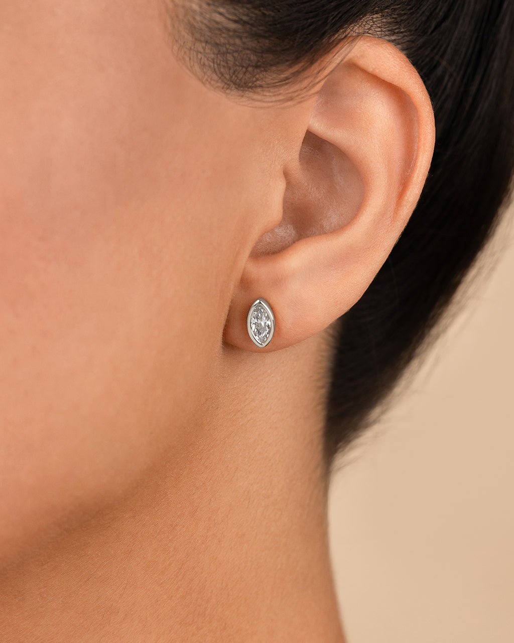 Sterling Silver Marquise Cut Bezel Set Stud Earrings - Sterling Forever