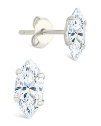 Sterling Silver Marquise Cut Prong Set Stud Earrings - Sterling Forever