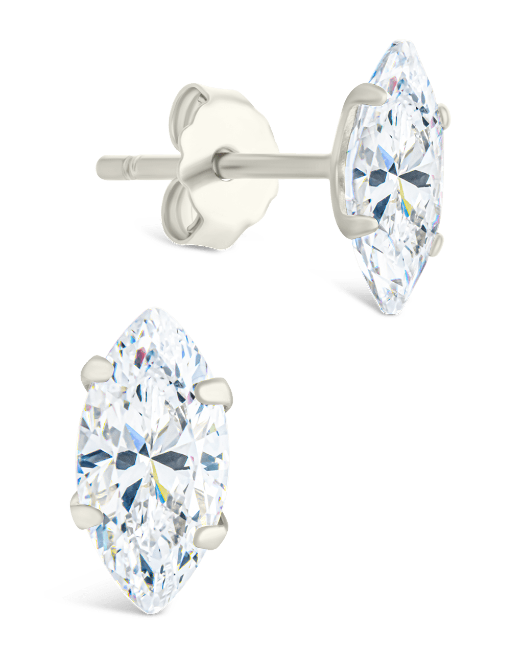 Sterling Silver Marquise Cut Prong Set Stud Earrings - Sterling Forever