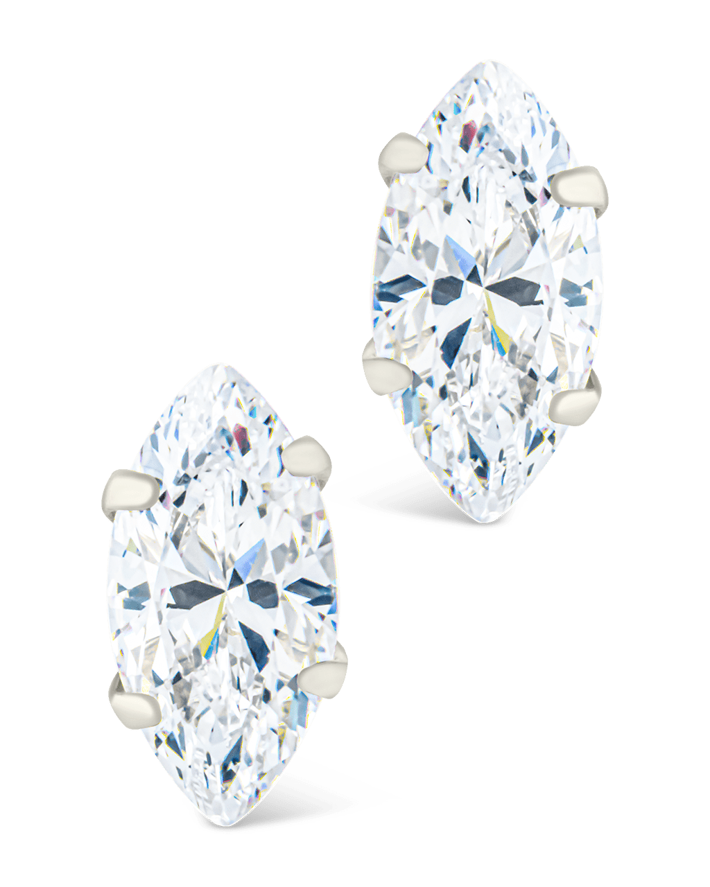 Sterling Silver Marquise Cut Prong Set Stud Earrings - Sterling Forever