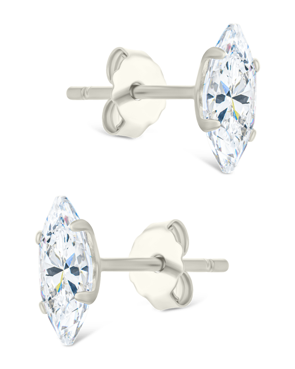 Sterling Silver Marquise Cut Prong Set Stud Earrings - Sterling Forever