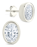 Sterling Silver Oval Cut Bezel Set Stud Earrings - Sterling Forever