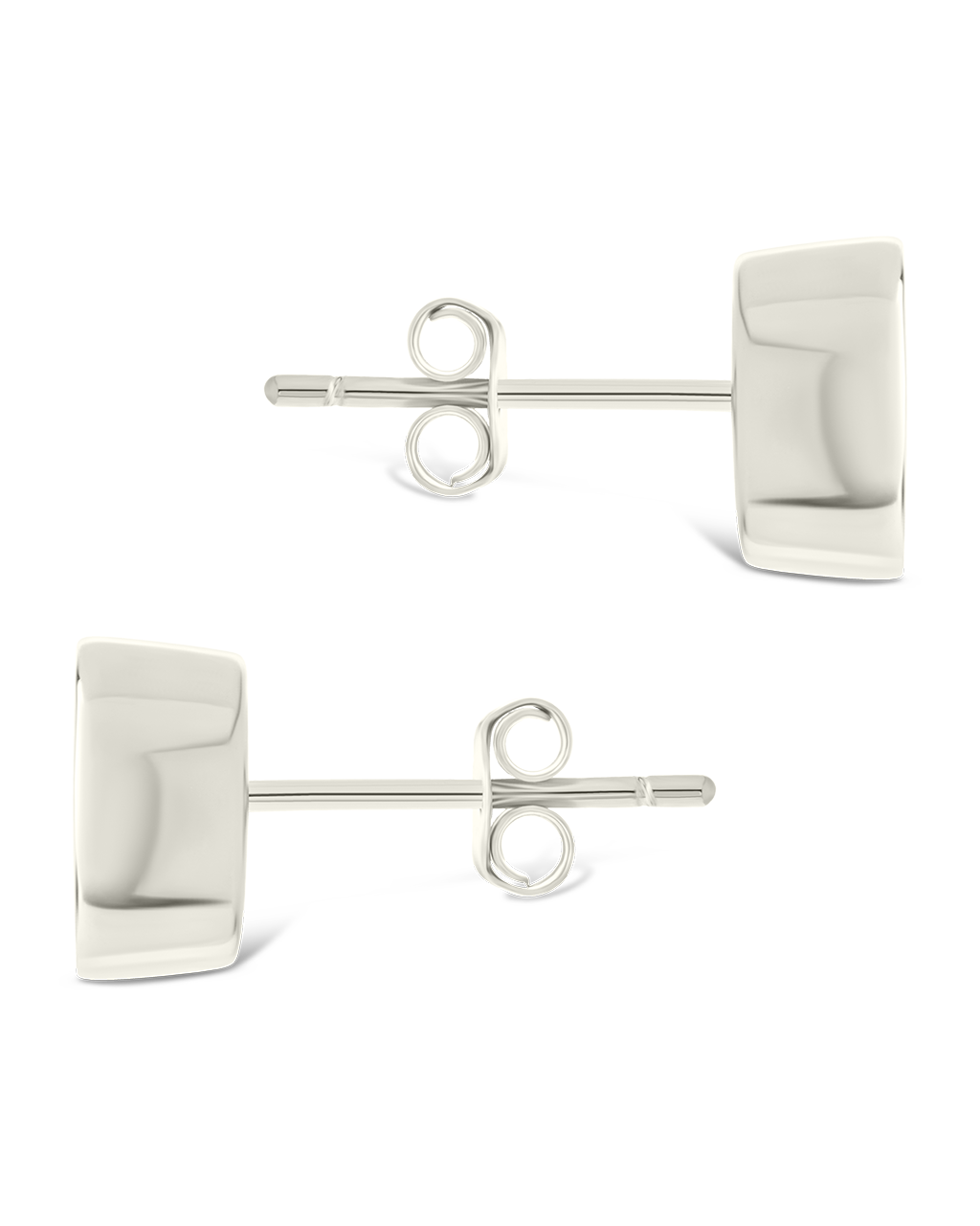 Sterling Silver Oval Cut Bezel Set Stud Earrings