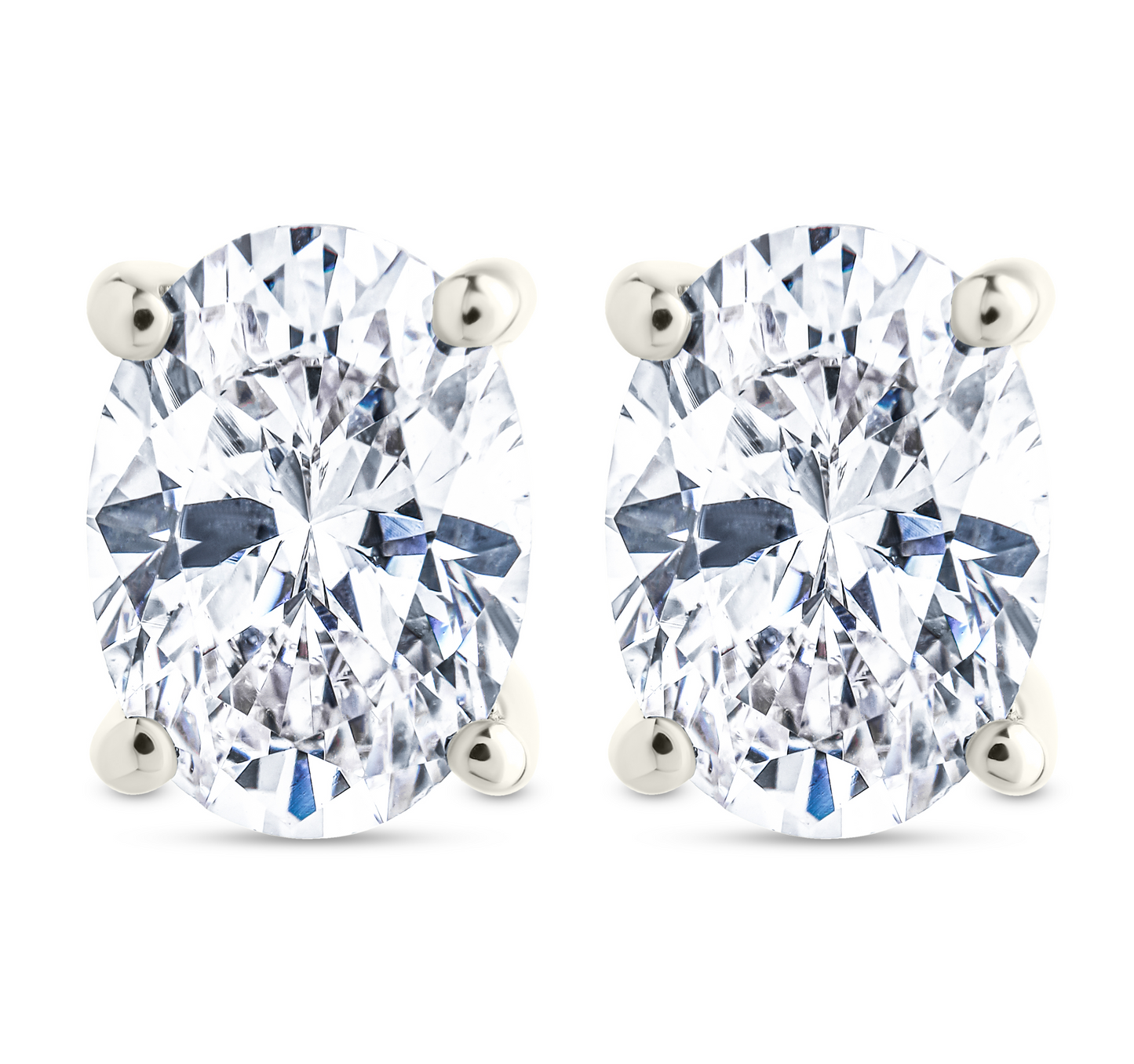 Sterling Silver Oval Cut Prong Set Stud Earrings