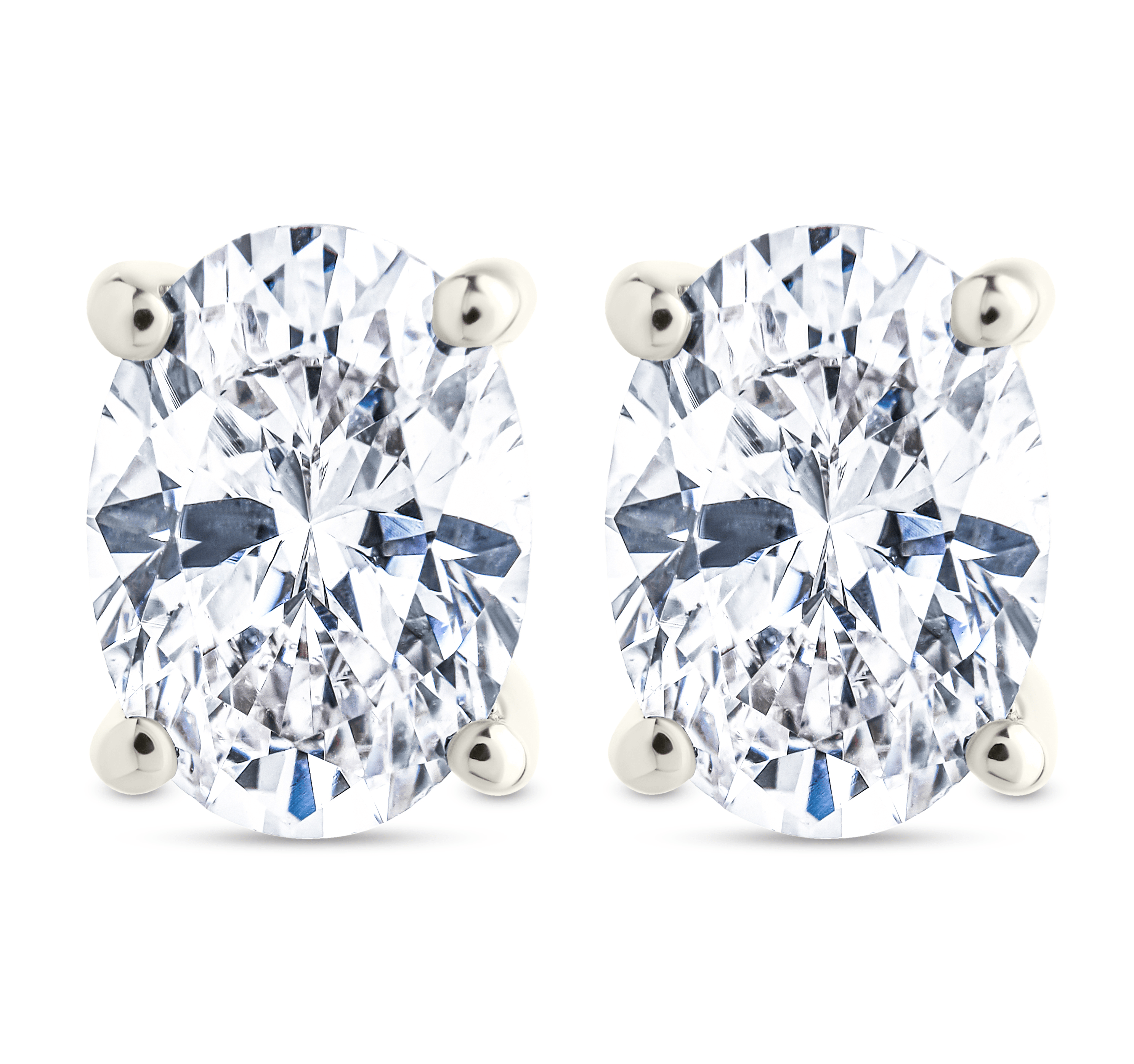 Sterling Silver Oval Cut Prong Set Stud Earrings - Sterling Forever