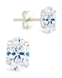 Sterling Silver Oval Cut Prong Set Stud Earrings - Sterling Forever