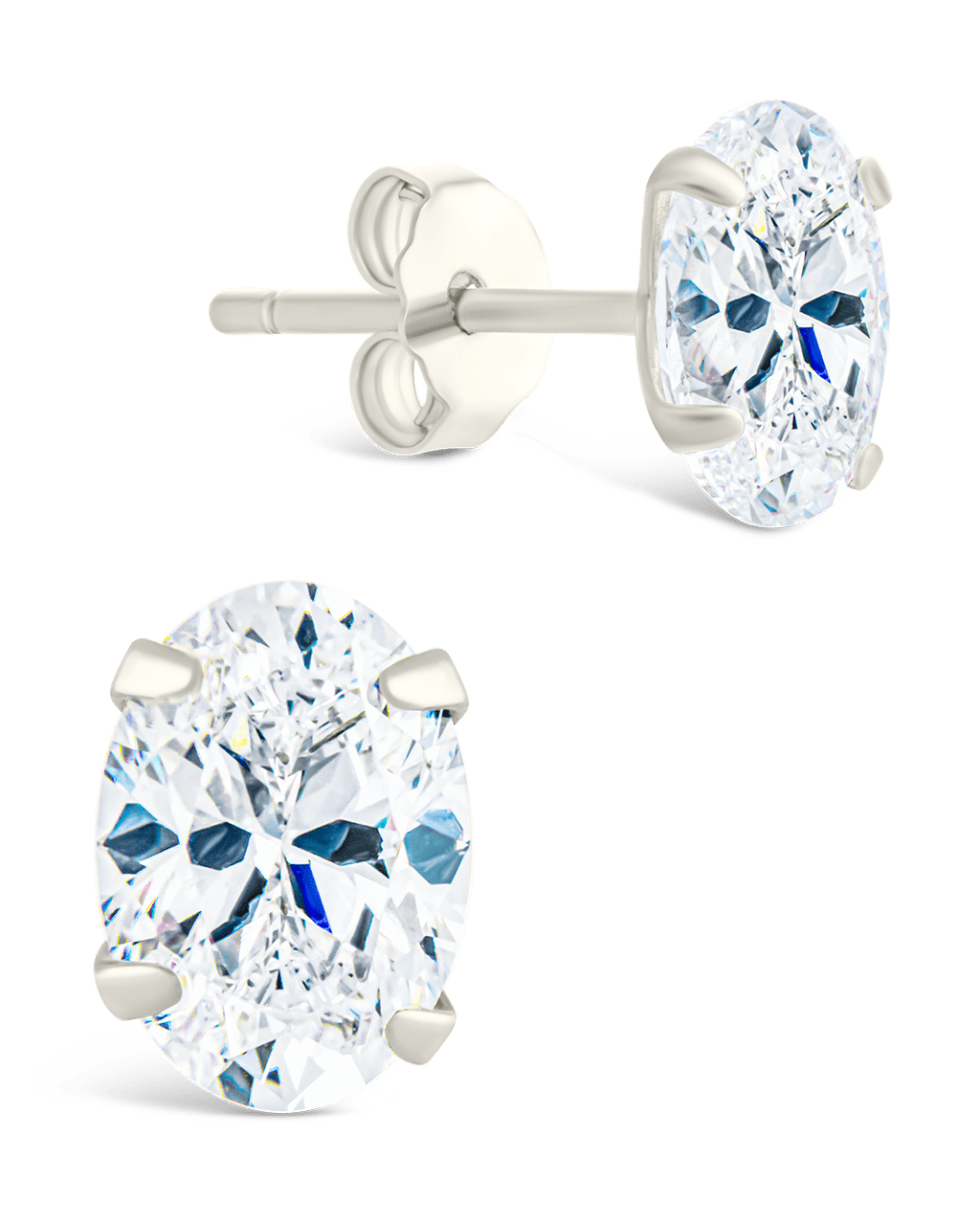 Sterling Silver Oval Cut Prong Set Stud Earrings - Sterling Forever