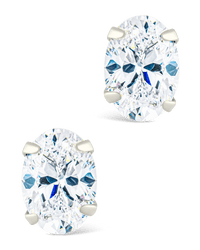 Sterling Silver Oval Cut Prong Set Stud Earrings - Sterling Forever