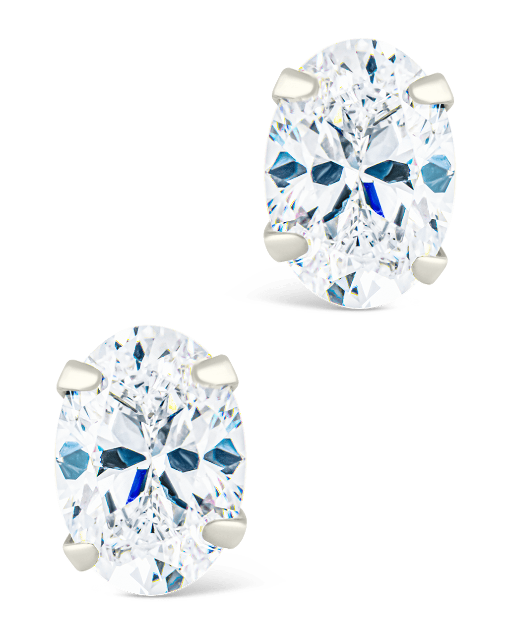 Sterling Silver Oval Cut Prong Set Stud Earrings - Sterling Forever