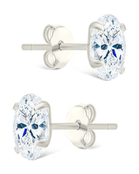 Sterling Silver Oval Cut Prong Set Stud Earrings - Sterling Forever
