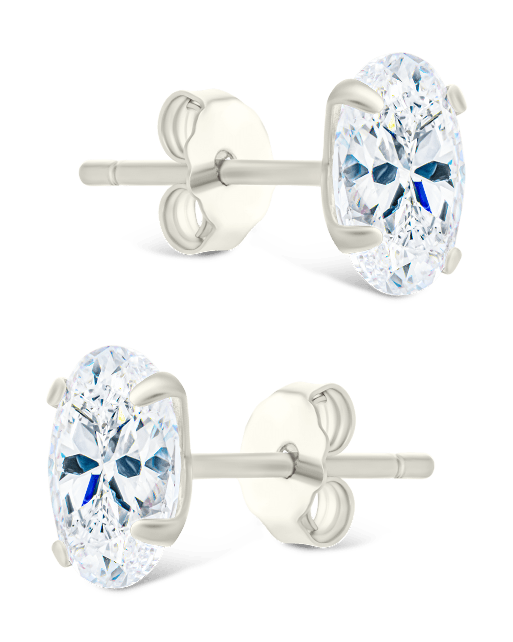 Sterling Silver Oval Cut Prong Set Stud Earrings - Sterling Forever