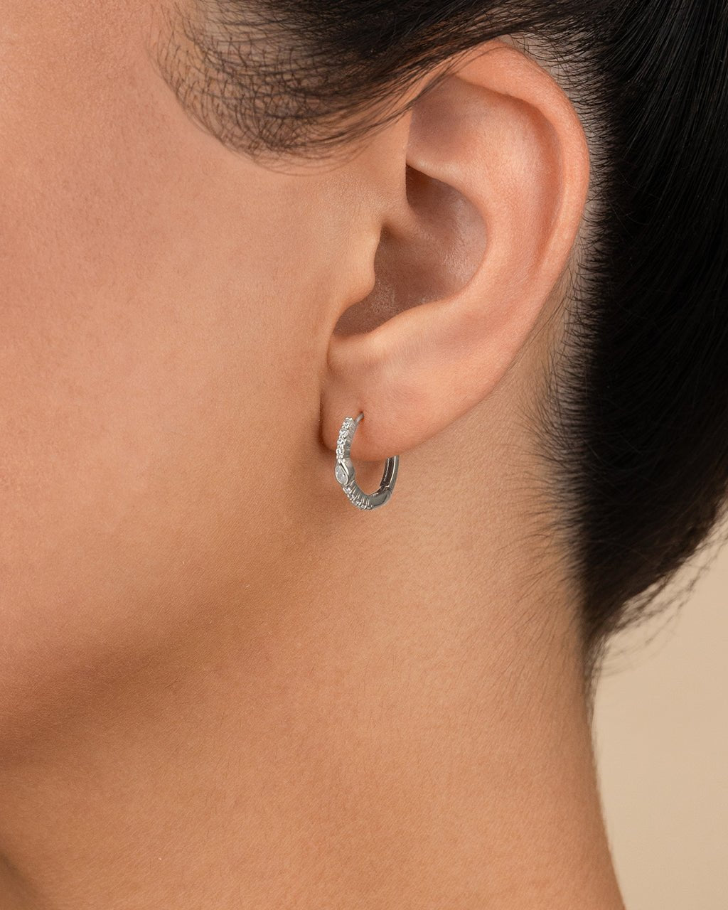 Sterling Silver Pear Cut Bezel Set Huggie Hoop Earrings - Sterling Forever