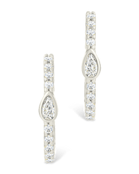 Sterling Silver Pear Cut Bezel Set Huggie Hoop Earrings - Sterling Forever