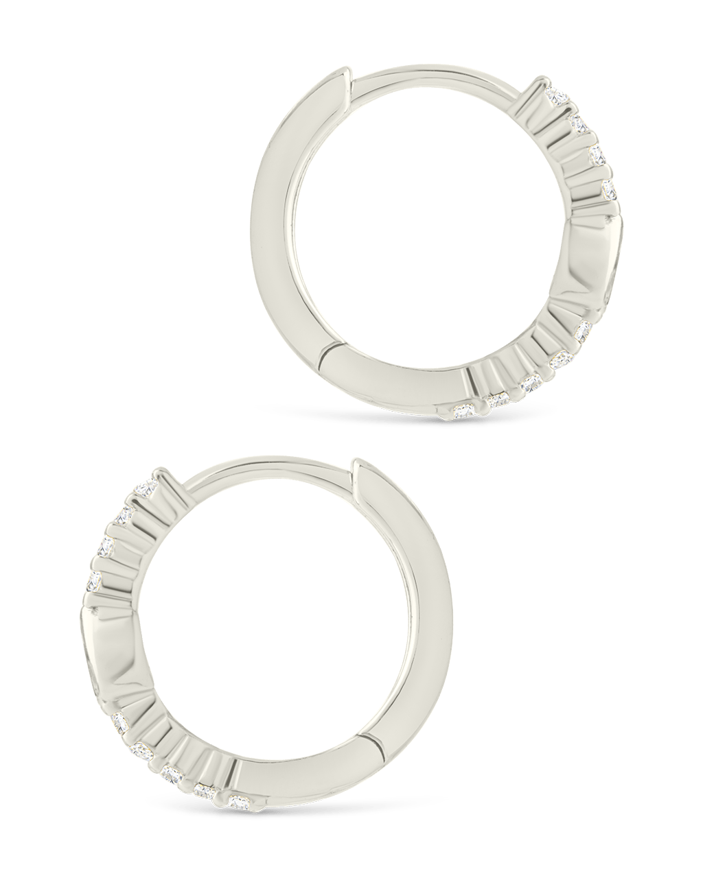 Sterling Silver Pear Cut Bezel Set Huggie Hoop Earrings - Sterling Forever