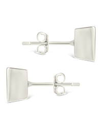 Sterling Silver Princess Cut Bezel Set Stud Earrings - Sterling Forever