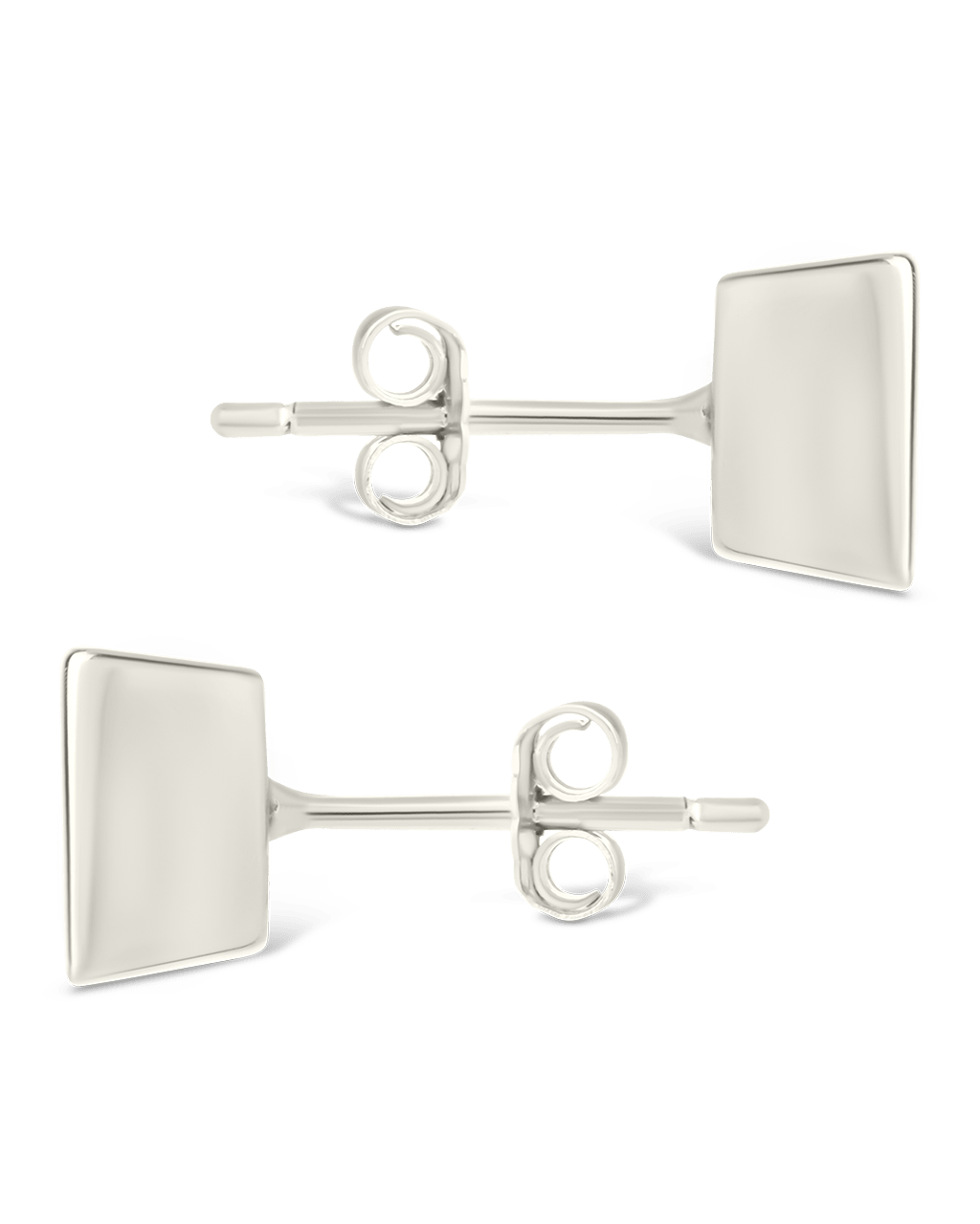 Sterling Silver Princess Cut Bezel Set Stud Earrings - Sterling Forever