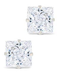 Sterling Silver Princess Cut Prong Set Stud Earrings - Sterling Forever
