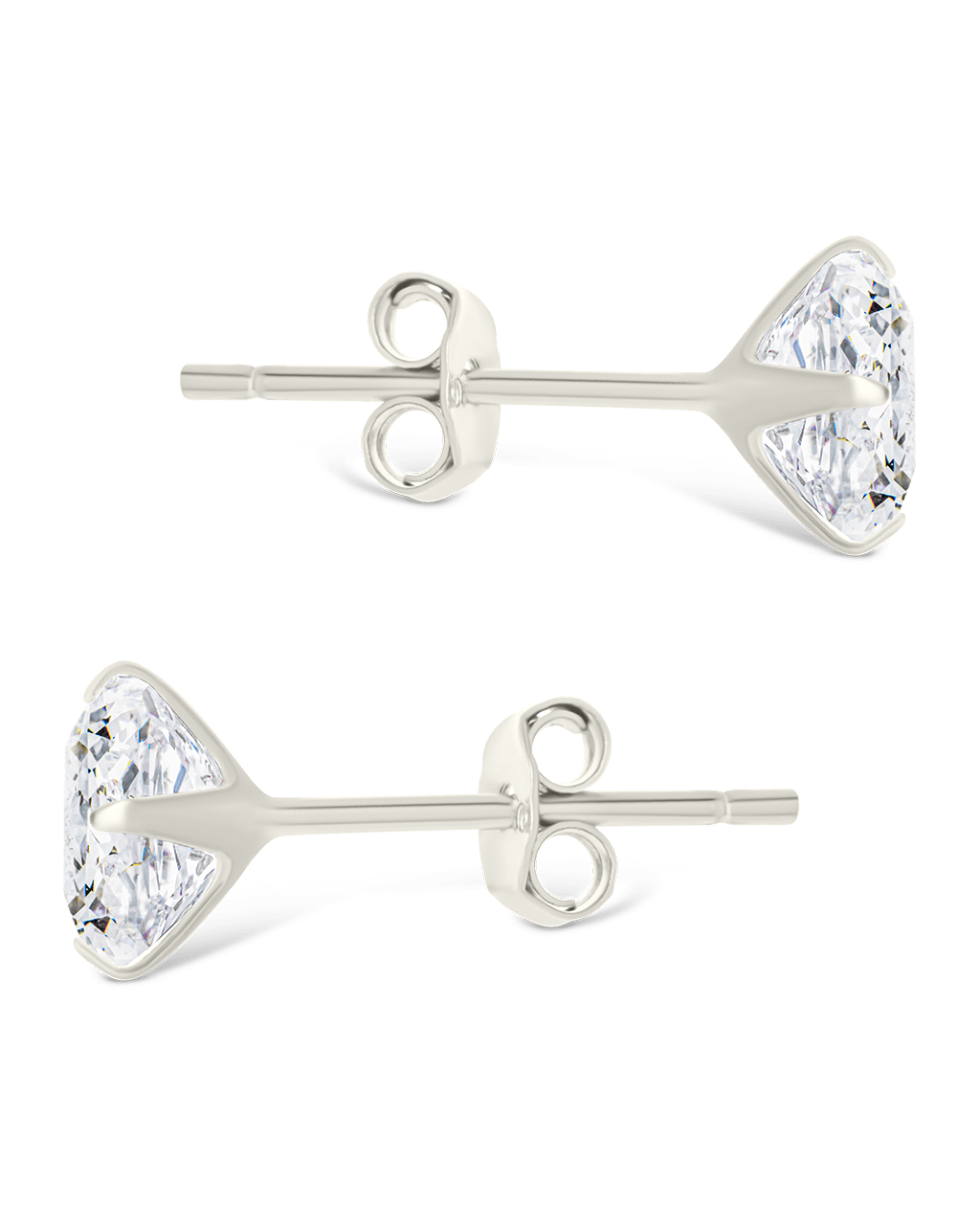 Sterling Silver Princess Cut Prong Set Stud Earrings - Sterling Forever