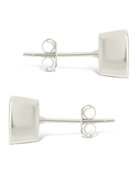 Sterling Silver Radiant Cut Bezel Set Stud Earrings - Sterling Forever