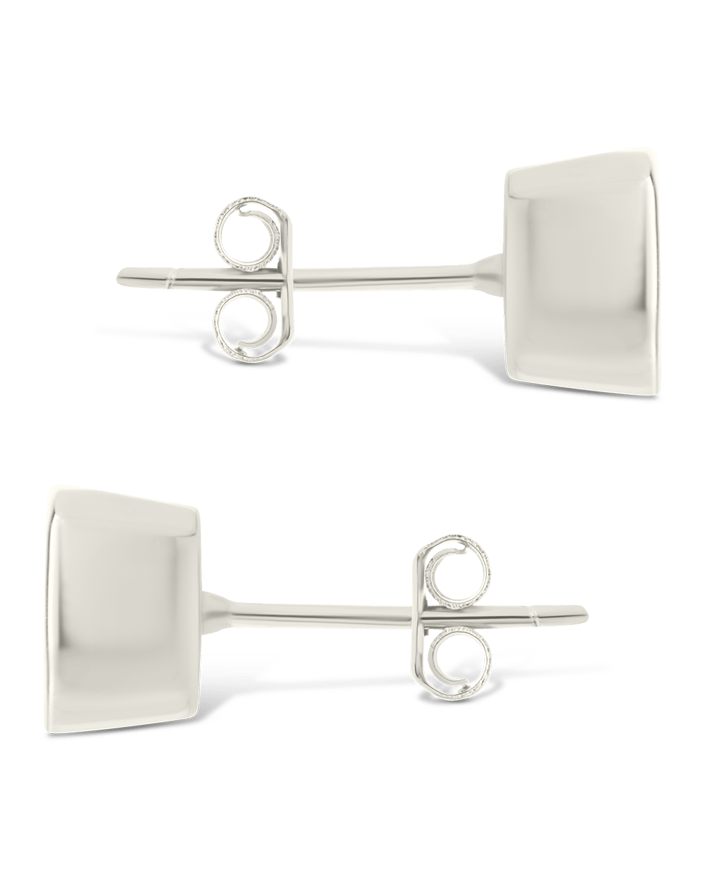 Sterling Silver Radiant Cut Bezel Set Stud Earrings - Sterling Forever