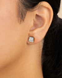 Sterling Silver Radiant Cut Bezel Set Stud Earrings - Sterling Forever