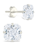 Sterling Silver Radiant Cut Prong Set Stud Earrings - Sterling Forever