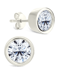 Sterling Silver Round Cut Bezel Set Stud Earrings - Sterling Forever