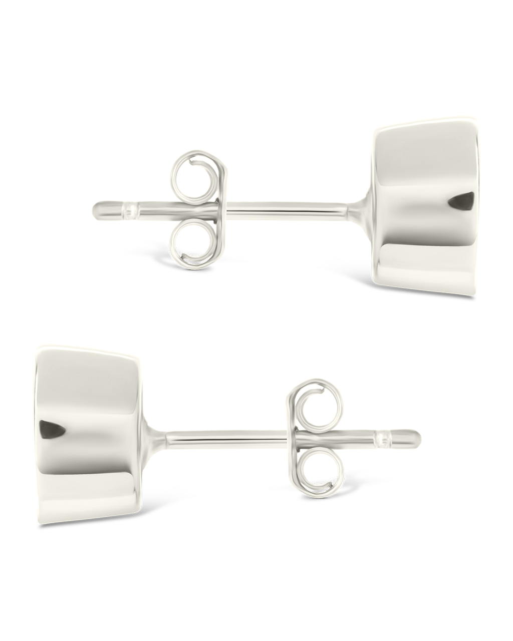 Sterling Silver Round Cut Bezel Set Stud Earrings