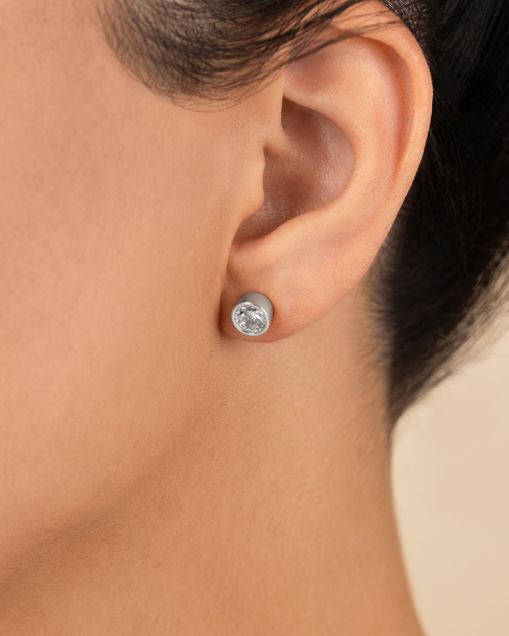 Sterling Silver Round Cut Bezel Set Stud Earrings - Sterling Forever
