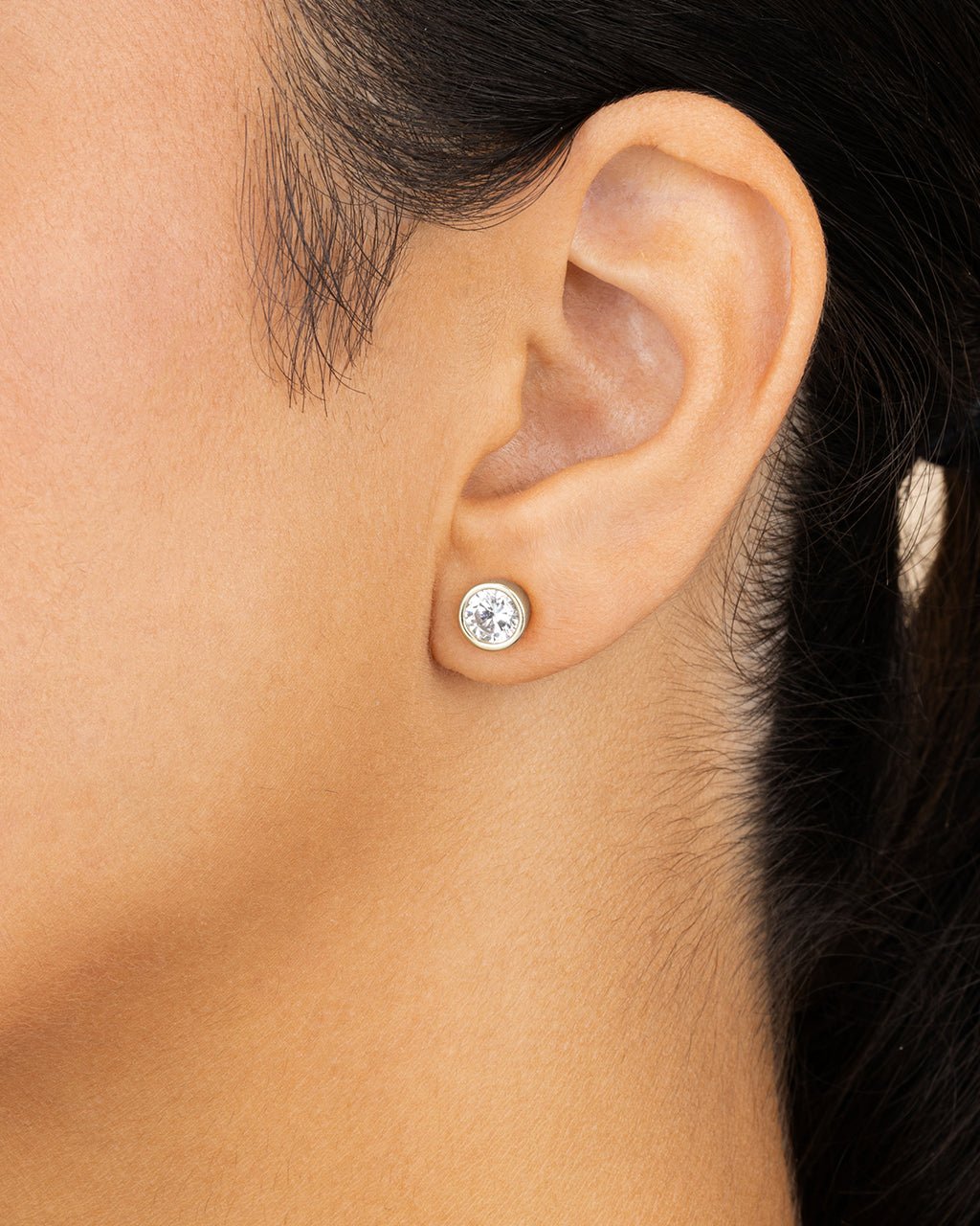 Sterling Silver Round Cut Bezel Set Stud Earrings - Sterling Forever