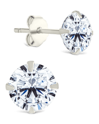 Sterling Silver Round Cut Prong Set Stud Earrings - Sterling Forever