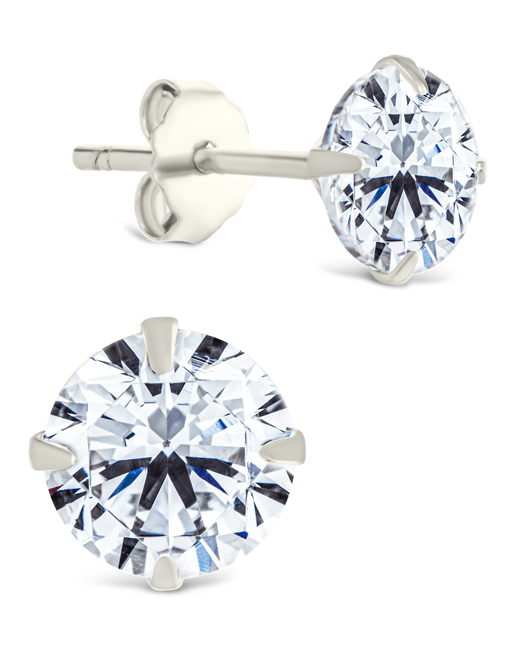 Sterling Silver Round Cut Prong Set Stud Earrings - Sterling Forever